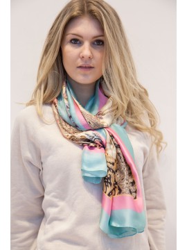 Evelin Brandt - leichter luxoröser Schal mit Seide in rosé/ mint