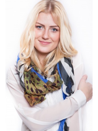 Patrizia Pepe Edles Tuch mit Pfauendruck aus Modal und Seite