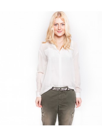 Marc Cain - transparente weiße Seidenbluse mit Manschetten