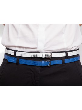 Marc Cain - perforierter schmaler Ledergürtel &nbsp;in royal blau