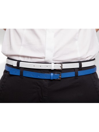 Marc Cain - perforierter schmaler Ledergürtel &nbsp;in royal blau