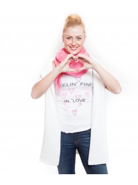 Marc Cain - Tank Top mit Herzen Print und Ringelmuster in rosa/ weiß