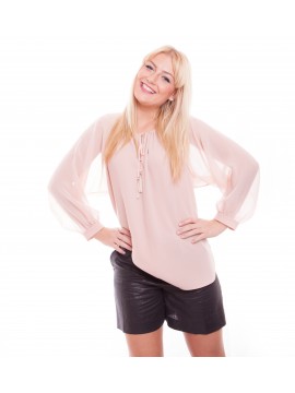 Max Mara - lässige Seidenbluse mit abnehmbarer Lederquaste in rosé