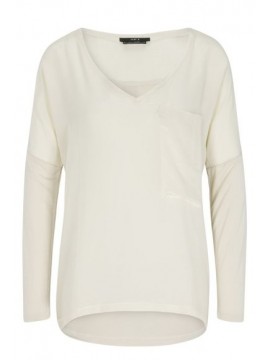 Set Langarmshirt mit Brusttasche off white