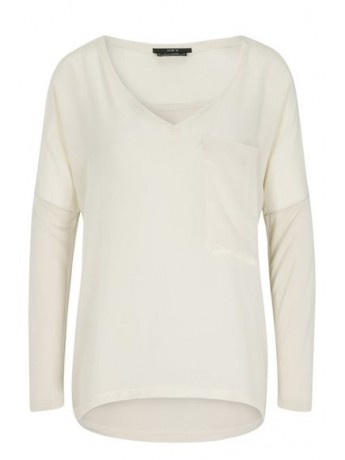 Set Langarmshirt mit Brusttasche off white