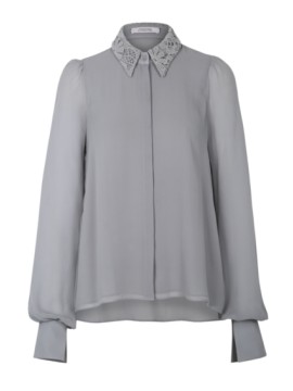 Dorothee Schumacher - Flirty Edge Bluse im 60ies Style mit Spitze grau