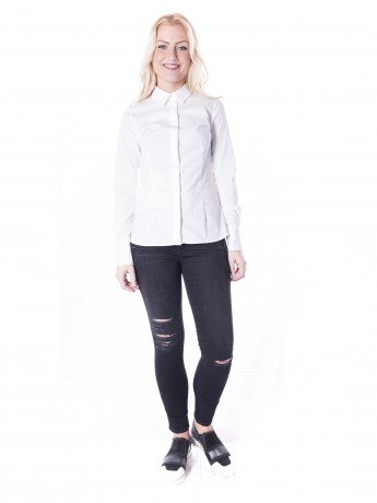 Set Klassische Baumwollbluse mit kleinem Kragen