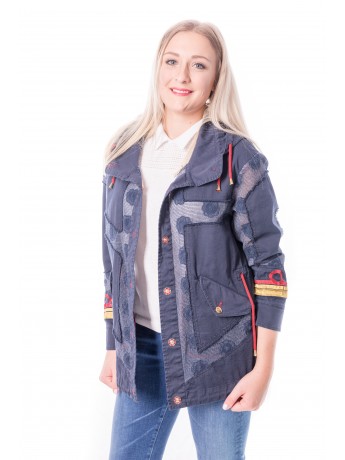 Project Foce - Sommer Parka mit transparenten Einsätzen im Militärstil