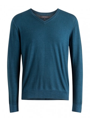 René Lezard - Weicher Herren Feinstrickpullover aus Merinowolle und Seide in Petrol