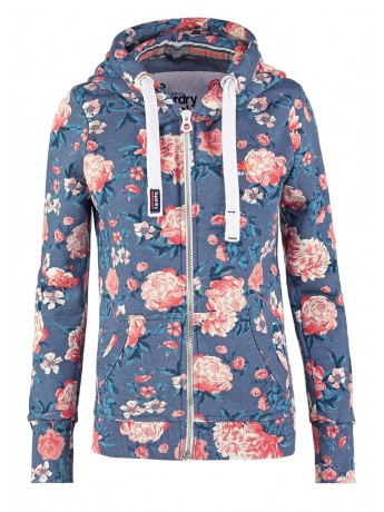 Superdry Sweatjacke - blue mit Blumenmuster