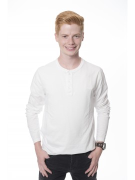 Hartford - Leichtes Langarmshirt "Henley" in weiß mit Knopfleiste