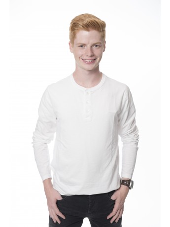 Hartford - Leichtes Langarmshirt "Henley" in weiß mit Knopfleiste