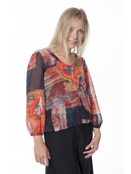 Aldomartins - Bunte Bluse mit Gummizug