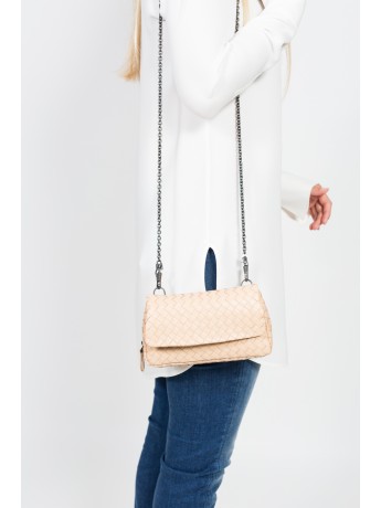 Kleine Leder Flechttasche mit Kette