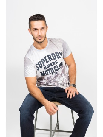 Superdry - Lässiges Herren T-Shirt "Moto Club" in hellgrau