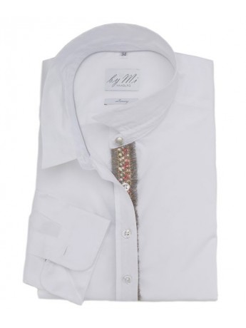 ByMi Bluse mit Zierband in Grau-, Pink und Goldtönen