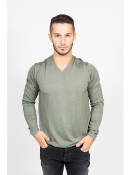 René Lezard - Weicher Herren Feinstrickpullover aus Merinowolle und Seide in Olive