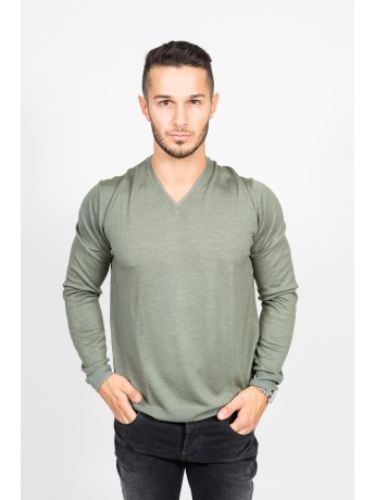 René Lezard - Weicher Herren Feinstrickpullover aus Merinowolle und Seide in Olive