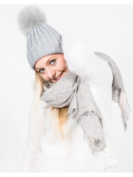 Nima - Wollmütze mit Echtfellbommel