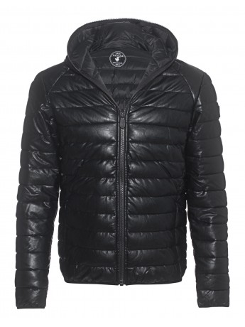 Save The Duck - Kurze Jacke in Lederoptik mit Kapuze